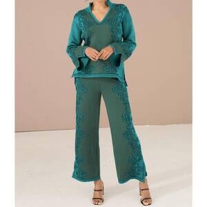 NEW ALIVIA callie knit v-neck sweater in teal floral